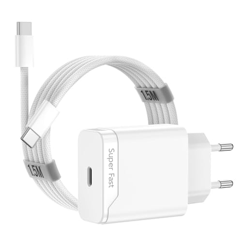 Carregador USB C de 25 W para iPhone 17/17 Pro/17 Pro MAX/PD com tomada de carregamento rápido e cabo de 1,5 m para Apple iPhone Air/iPhone 16, 15 Pro Max/Plus/Pro