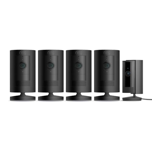Ring Cámara exterior con batería Pack de 2 (Stick Up Cam) + Cámara interior (Indoor Camera 2.ª gen.) | Cámaras de vigilancia wifi con vídeo HD, comunicación bidireccional | 30 días gratis de Ring Home