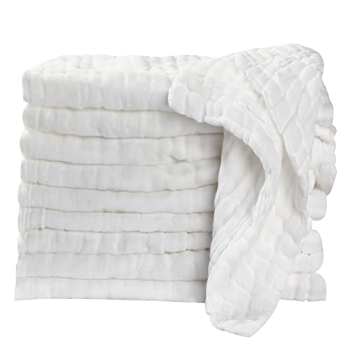 Koo-dib Chiffon para bebés toalhas bebé recém-nascido muselinas bebé algodão toalha banho babetes recém-nascidos musselina para recém-nascidos 10 peças toalhas reutilizáveis 25 x 25 cm