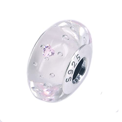 Nbsameng Charm em vidro de murano, pendente transparente para pulseira e corrente para mulher, flor encantos de prata 925%, miçangas compatíveis Pandora Gnoce e Trollbeads