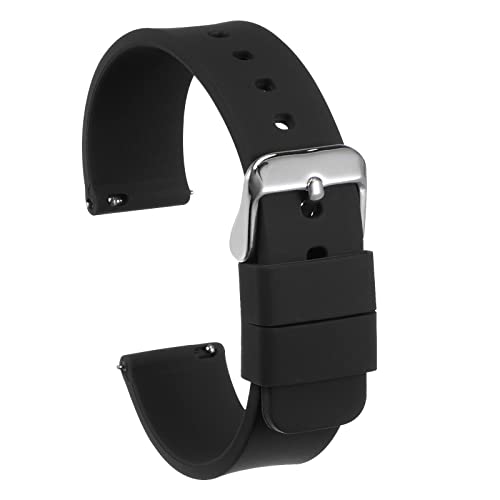 sourcing map Pulseira de relógio de silicone, banda de relógio de borracha macia de substituição com fivela de aço inoxidável libertação rápida, para homem mulher