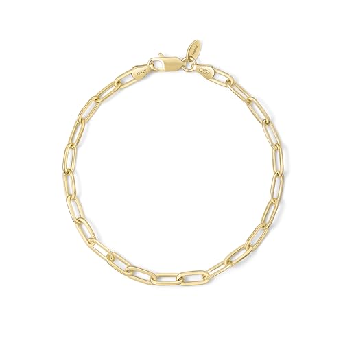 Amberta Pulseira Paperclip para mulher ou homem em prata de lei 925 | pulseira ligações prata | pulseira de corrente de prata italiana