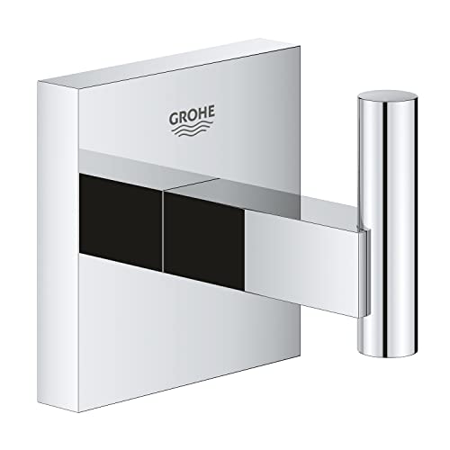 GROHE Start Cube QuickFix - cabide de casa de banho individual, cromado, para colar (cola QuickGlue A1) ou aparafusar, ref. 40961000