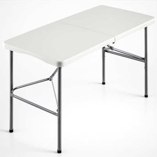 Mesa dobrável campismo portátil, jardim, catering. Auxiliar e retangular, 122 x 61 cm. Até 120 kg de carga. Para exterior e interior. Ideal para 4 pessoas. Eventos, escritório, estúdio, reuniões