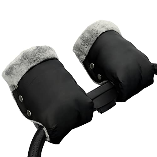 Luvas de carrinho luvas de cadeira de passeio luvas para carrinho de passeio com forro interior à prova de vento bebé luva para todos os carrinhos (1. Preto)