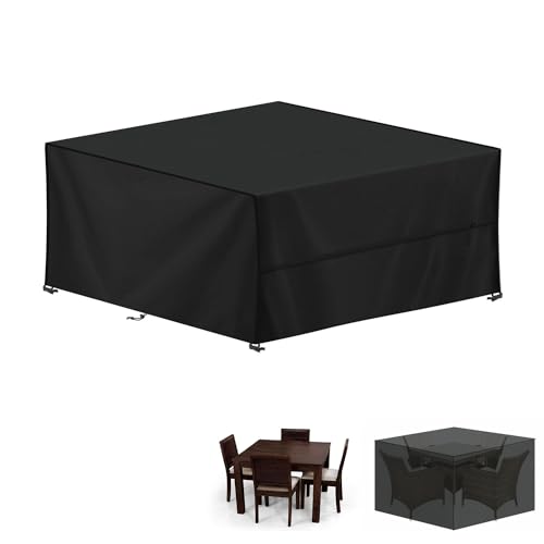 LAMUNI Capa para móveis de jardim, 200 x 200 x 85 cm, capa de mesa exterior impermeável, sofá de jardim, capa protetora para conjuntos de móveis e jardim, tecido Oxford 420D, anti-vento, quadrado