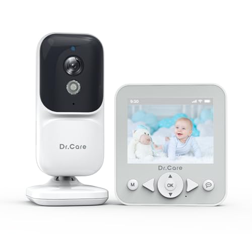 Dr.Care NeoView Monitor de bebé - ecrã 2,8", áudio bidirecional, gravação em loop, visão noturna, VOX, sensor de temperatura, músicas de berço, clipe para cinto, suporta 128 GB