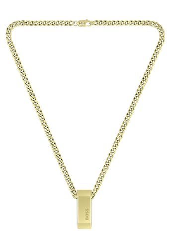 BOSS Jewelry Colar de corrente para homem coleção CARTER em ouro amarelo com uma placa gravada - 1580319, Tamanho único, Aço inoxidável, Sem Pedra Preciosa