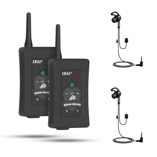EJEAS FBIM Árbitro de futebol profissional sistema de comunicação com intercomunicador Bluetooth, 1500 M intercomunicador online para 4 pessoas com redução de ruído CVC, com bracelete (2 pacotes)