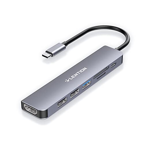 LENTION Hub USB C HDMI 4K, PD 100 W, leitor de cartões SD/TF, USB 3.0 e 2.0, adaptador USB C para MacBook Pro 2024-2016, novo Mac Air, surface, iPhone 16 Plus Pro MAX e muito mais (CE18, G) Ris)
