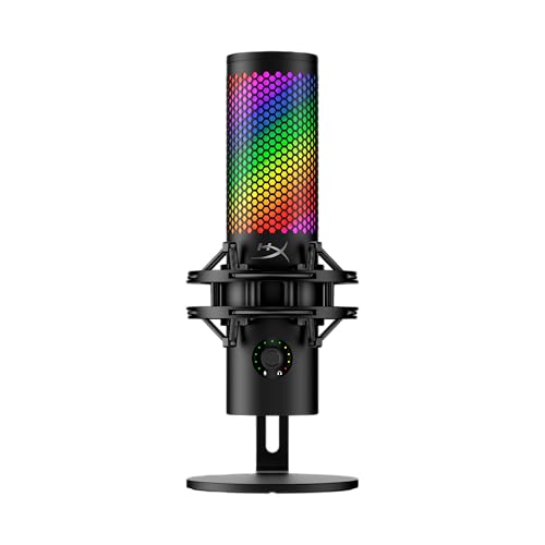HyperX Quadcast 2 S Microfone USB para jogos, streaming e criadores de conteúdo, quatro padrões polares, 32 bit, 192 kHz, aRGB Leds, para PC, PS4, PS5 e Mac, preto