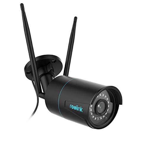 Reolink 5MP Câmara de vigilância WiFi exterior, 2,4 GHz/5 GHz, câmara IP com deteção de pessoas/veículos/animais, visão noturna, gravação local, IP67 impermeável, acesso remoto, RLC-510WA preta