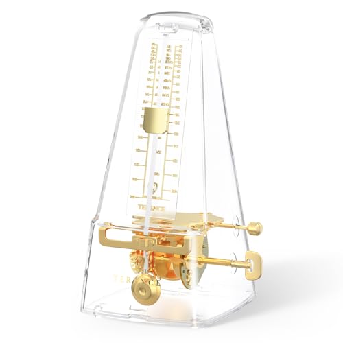 TERENCE Metrónomo mecânico transparente Seiko metrónomo mecânico para piano, guitarra, Guzheng, violino, bateria, cachimbo máquina rítmica universal para música