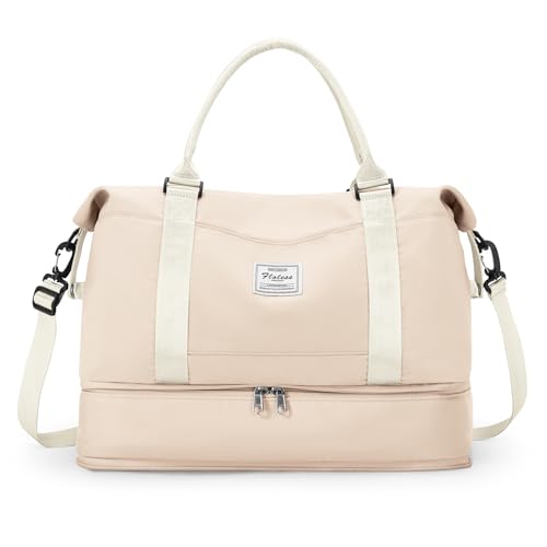 Bolsa de viagem para mulher, mala de desporto, mala de mão para bagagem, bolsa de ginásio impermeável, sacos de fim de semana para mulher, bolsa para hospital, bolsa de natação para praia, F5-bege,