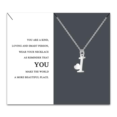 HEYEJET Colar inicial original aço inoxidável, colar mulher com pingente letra A-Z pequenas - bijuteria presente mãe filha aniversário namorada ou amigas presente com cartão inspiradora