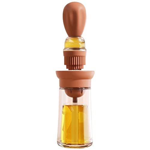 Garrafa dispensadora de óleo com escova para churrasco, recipiente dispensador e recipiente de armazenamento de óleo e escova de silicone para cozinha, churrasco, assar e cozinhar, T-OB21, vermelho
