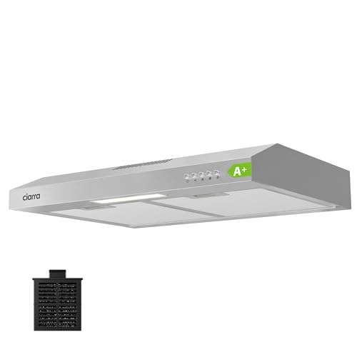 CIARRA CBCS6903D Sino extrator 60 cm classe A cozinha extrator integrada para armário 3 níveis de recirculação com filtro de carbono CBCF009, aço inoxidável