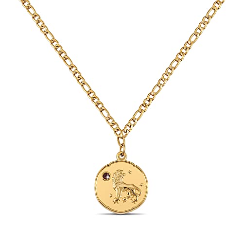 GD GOOD.designs Corrente de ouro do zodíaco com pedra de nascimento para senhoras - colar banhado a ouro de 18 quilates com pingente do zodíaco