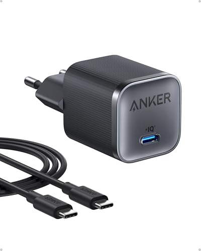 Anker Nano Carregador Samsung carregamento rápido 45 W tipo C, carregador USB c, dobrável, cabo de carregamento USB C para Samsung Galaxy S25 Ultra/S24, iPhone 16, MacBook, Pixel 9, iPad (cabo de 1,8