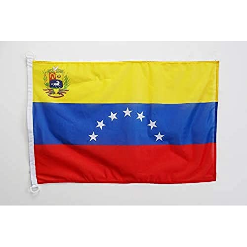 AZ FLAG Bandeira da Venezuela antiga com escudo, 90 x 60 cm, uso exterior, bandeira VENEZUELANA com armas, 60 x 90 cm anéis