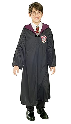 Rubies Disfarce Harry Potter clássico para meninos e meninas, túnica com capuz unissexo com insígnia da Gryffindor impressa, magos Hogwarts, licença oficial Warner Bros