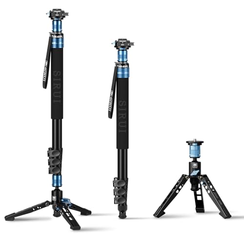 SIRUI AM-404FL Monópode profissional de alumínio 192 cm com base ajustável, placa QC-55 de mudança rápida, suporte 15 kg e design compacto para viagens, compatibilidade DSLR