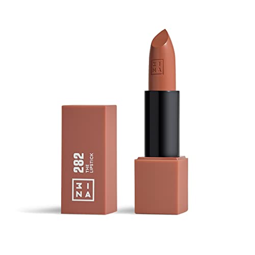 3INA MAKEUP - The Lipstick 282 - Castanho macio - batom castanho suave cremoso - barra de lábios mate com vitamina E e manteiga de karité de alta pigmentação com odor de baunilha - Vegan - Cruelty