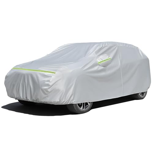 Favoto Capa de carro exterior impermeável respirável compatível com VW Up!/Polo KIA Rio Mazda 2 Audi A2 anti-UV respirável resistente ao pó chuva arranhões neve ao ar livre prateado