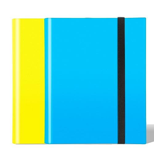2 jogos álbum de cartas colecionáveis, 432 bolsos, 24 páginas por página para cartas Vmax/EX/futebol/basquetebol/MTG (amarelo/azul)