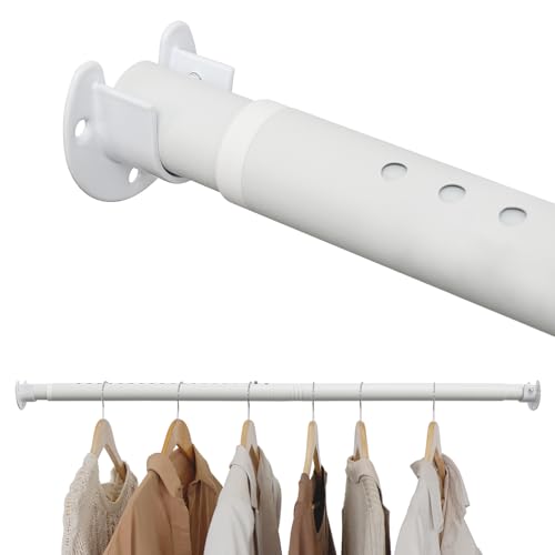 6J - Barra extensível para roupa, 40-248 cm, cor branca, com 2 peças em forma de U, para armários, lavandarias e caravanas