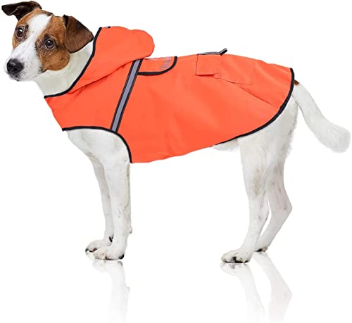 Bella & Balu Capa de chuva para cão - impermeável para animais de estimação com capuz e refletores para proteger o seu cão em longas caminhadas do frio, chuva ou neve em épocas frias (XS | laranja)