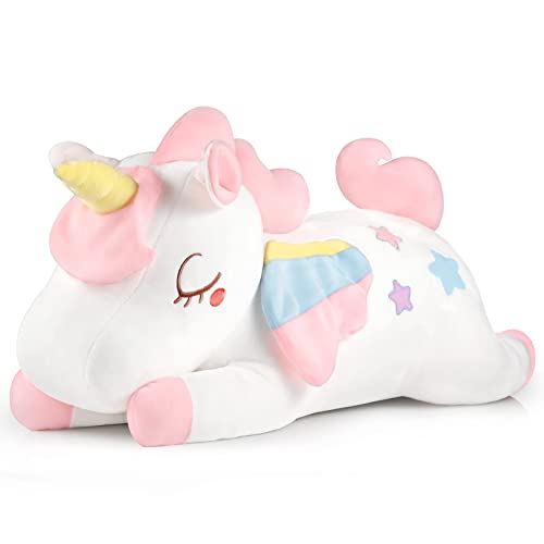 GAGAKU 66 cm Almofada de unicórnio peluche unicórnio gigante polegadas para meninas, almofada de animais de peluche para meninas, crianças e adultos, presente de aniversário