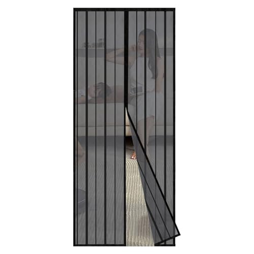 Sekey - Cortina magnética anti-insetos avançada para porta da varanda, porta do pátio, montagem fácil de colar, kit de instalação completo 80 x 200 cm, preto