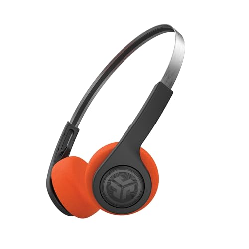 JLab Auriculares retro, auriculares sem fios Rewind 2: Auriculares com controlos personalizados de aplicação, mais de 20 horas de reprodução Bluetooth, auriculares leves e vintage com Mic