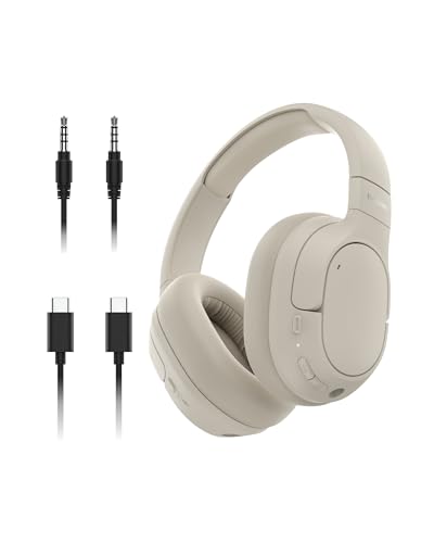 Belkin SoundForm Isolate Auriculares sem fios Bluetooth com cancelamento de ruído ativo híbrido, capacetes sem fios com microfone, 60 horas de autonomia, almofadas CloudCushion, areia