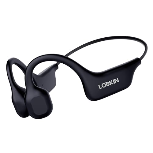 LOBKIN Auriculares condução oséia, Open Ear auriculares desportivos Bluetooth 5.3, capacetes óculos sem fios IPX5 impermeáveis para fitness, corrida, condução