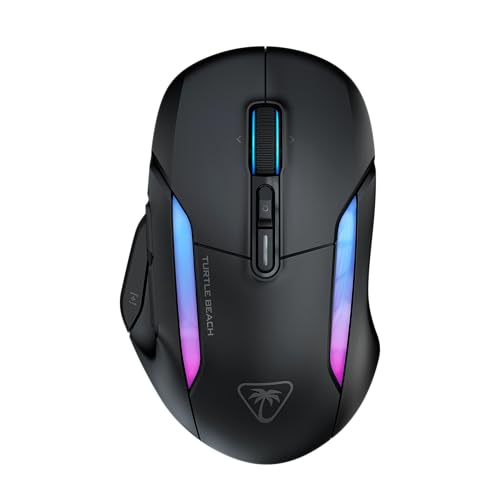 Turtle Beach Kone II Air: ratón inalámbrico ergonómico RGB para Juegos, batería de 350 Horas, Sensor óptico de 26 000 PPP interruptores ópticos de 100 Millones de clics, Negro Ceniza