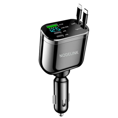 NODELINK Carregador de carro adaptador universal com proteção contra sobrecorrente carregamento rápido universal para telemóveis e dispositivos usbc Android iPhone (Plus)
