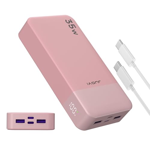 Portable Power Bank 20000 mAh, JUOVI 35W carregador portátil, bateria de carregamento rápido, PD3.0 QC4.0 bateria externa de telefone com ecrã LED para iPhone 16 15, Galaxy, Tablet, Switch, etc