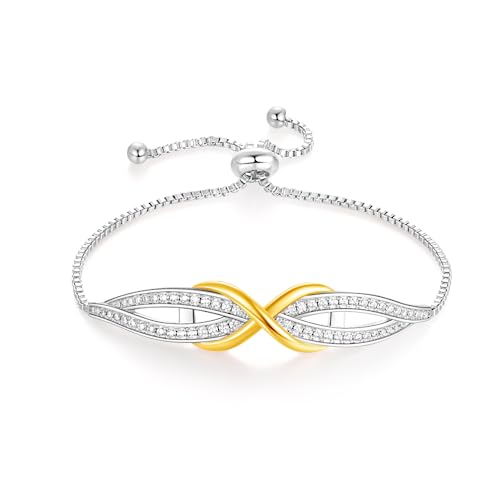 Angelady Infinity Bracelet Pulseira de mulher pulseira de prata banhada a ouro de 18 K presentes de aniversário para mulheres meninas - com requintada caixa de presente