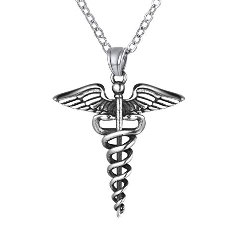 Bandmax Caduceu serpente em pingente chapa com cruz vermelha emergência sanitária, pode colocar doença nome domicílio personalizável