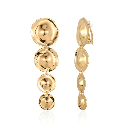 LILIE&WHITE Brincos clipe mulher dourados sem furo, design moderno e elegante, antialérgicos e resistentes, acessório e presente com estilo