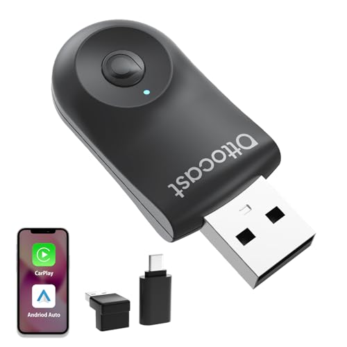 OTTOCAST Mini 2 em 1 adaptador Carplay sem fios para iPhone, adaptador Android Auto Plug & Play converta o Dongle Carplay com cabo sem fios compatível com carros com CarPlay com cabo e AA