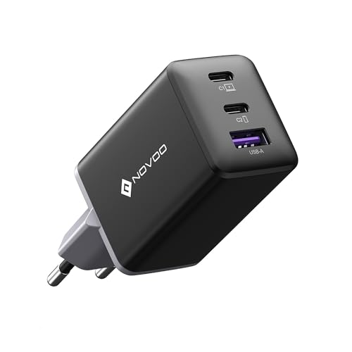 NOVOO Carregador USB C de 67 W com 1 cabo PD de 100 W tipo C, carregador de parede compacto e rápido de 3 portas, GAN III, para MacBook Pro de 14 polegadas, DELL XPS 13, iPad Pro, iPhone 16, Galaxy