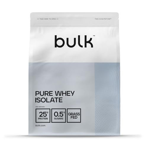 Bulk Whey Protein Isolate, banana, 500 g, 16 doses, baixo teor de açúcar, baixo teor de gordura, para aumentar a massa muscular*, as embalagens e embalagens podem variar
