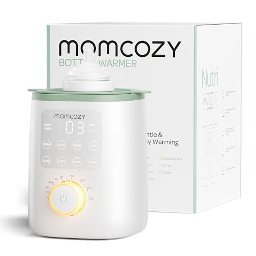 Aquecedor de biberões Nutri Momcozy, 9 em 1 com luz noturna, controlo preciso de temperatura, recebe os nutrientes do leite materno, para todos os biberões com leite materno ou fórmula