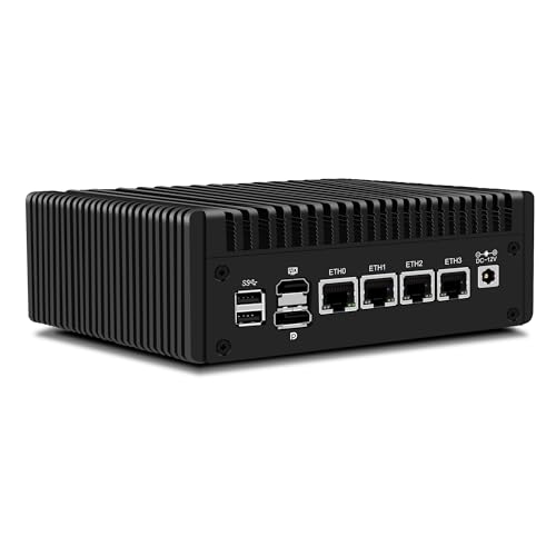 CWWK Mini PC N355 (Upgraded N305), Firewall Appliance, OPNsense Mini Computer with 4 Port i226-V 2,5 GbE LAN, F4 Fanless Micro PC sem RAM/SSD/OS, PCIe3.0 x 4, dupla 4K Display, TF