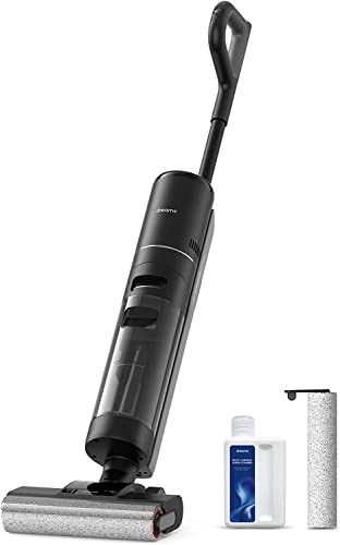 DREAME H12 Pro aspirador vassoura sem fios em seco e húmido, seco por ar quente, 900 ml tanque de água, limpeza de bordas, 35 min, LED, auto-limpeza, pisos duros, pelo de animais de estimação, preto
