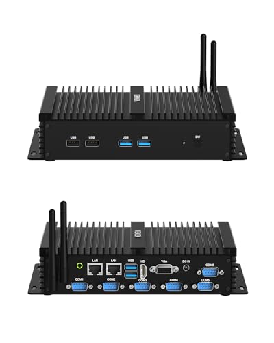 VENOEN Mini PC industrial, PC sem ventilador i7, computador industrial, Core i7 8550U, W11 Pro, HD1.4, VGA, 6 RS232 COM, RJ45 LAN, USB, ranhura SIM, WLAN, BT4.0, WOL, Raid. , 16 GB RAM 512GB SSD
