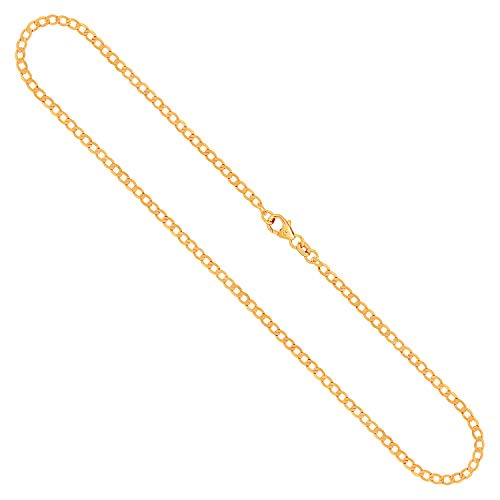 EDELIND Corrente de ouro para mulher/homem 2,6 mm 8 9 14 18 K ouro amarelo corrente barbada de 36 a 100 cm 333 375 585 750 colar de ouro puro com caixa de presente de jóias